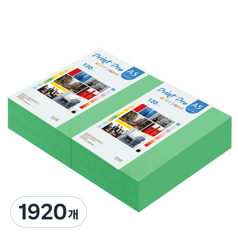 종이문화 프린트 프로 칼라복사지 No 11 딥그린 120g, A5, 1920개