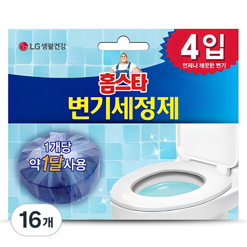홈스타 변기 세정제 고체형 4개입, 160g, 16개