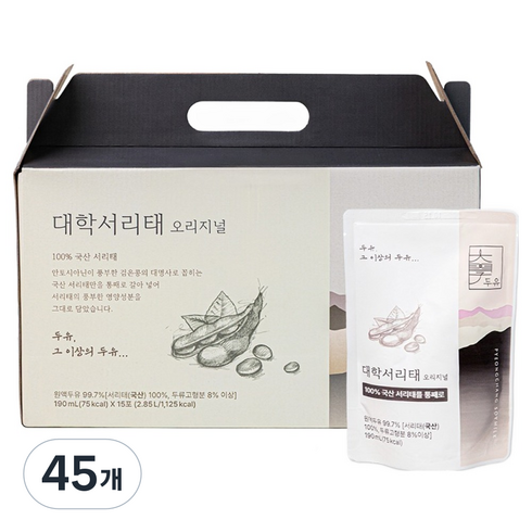대학두유 서리태 오리지널 두유, 190ml, 45개