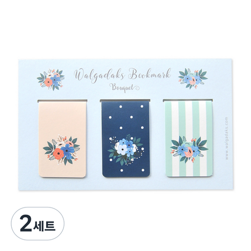 왈가닥스 마그네틱 북마크 3p, 부케, 2세트