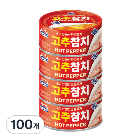 사조참치 고추참치 안심따개, 135g, 100개