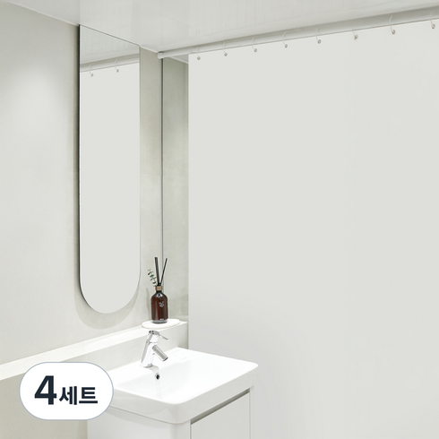 까사마루 방수 샤워 커튼 + 커튼링 12p + 샤워봉 세트, 무지(커튼), 4세트