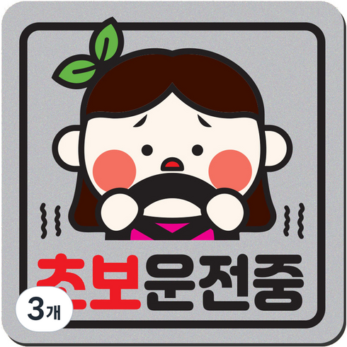 1am 자동차 자석 초보운전 스티커 짝부터 정사각 중 10 초보운전중 여자, 은색, 3개