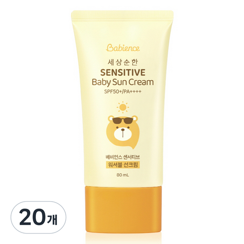 [비건라이프] 베비언스 유아용 센서티브 워셔블 선크림 SPF50+ PA++++, 80ml, 20개