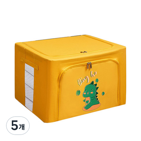 양양이 수납 접이식 리빙박스, 노랑, 100L, 5개