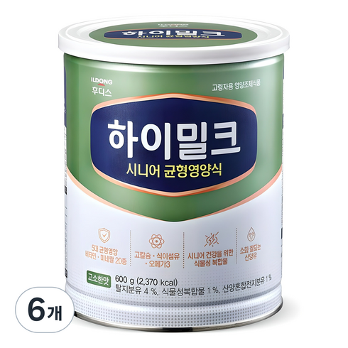 하이밀크 시니어 균형영양식, 600g, 6개