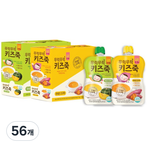 이유케어스 무럭무럭 키즈죽, 단호박, 고구마맛, 56개, 100g