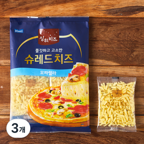 상하치즈 쫄깃하고 고소한 슈레드 치즈 모짜렐라, 80g, 5개입, 3개
