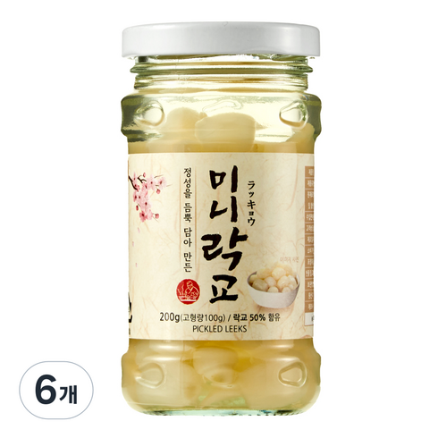 이엔푸드 미니락교 유리병, 200g, 6개