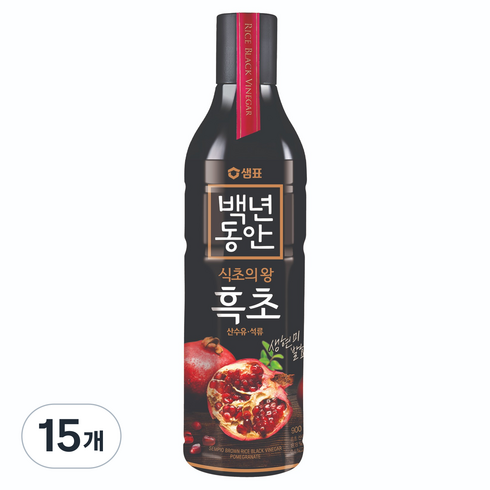 샘표 백년동안 현미발효 흑초 산수유 석류, 900ml, 15개