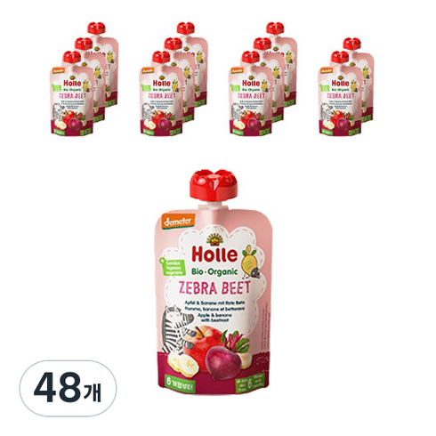 홀레 유기농 이유식 퓨레 지브라 비트, 혼합맛(사과/바나나/비트), 100g, 48개