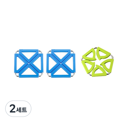 듀얼 냄비 받침대 사각 블루 + 블루 + 오각 그린, 혼합 색상, 2세트