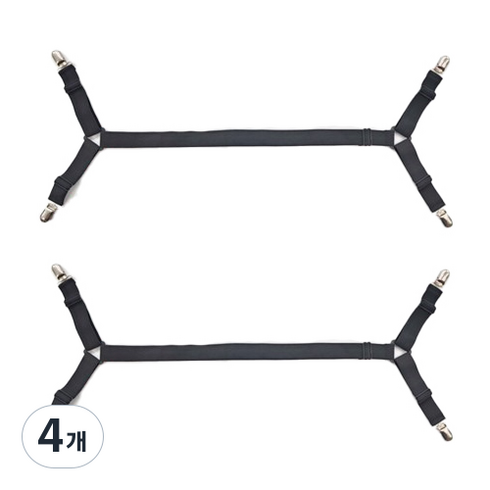 재미월드 침대 패드 고정밴드 45 x 15 cm, 블랙, 4개
