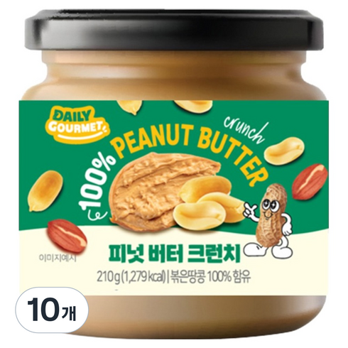 데일리고메 피넛버터 크런치, 210g, 10개