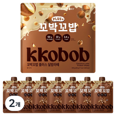 꼬박꼬밥 비브리브 플러스 단백질쉐이크 달밤라떼맛 7p, 350g, 2개