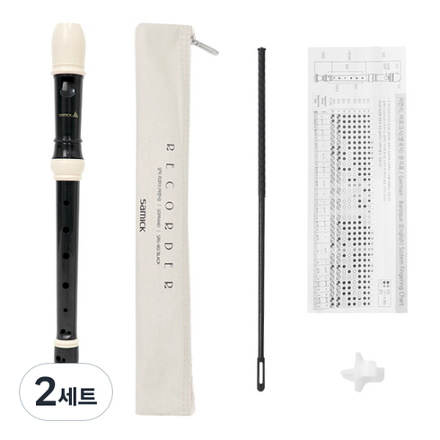삼익악기 소프라노 저먼식 3단 분리형 리코더 SRG-N80, 블랙, 2세트