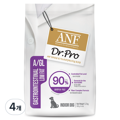ANF 닥터프로 독 처방식 사료, 소화기능/췌장/위개선, 1.2kg, 4개