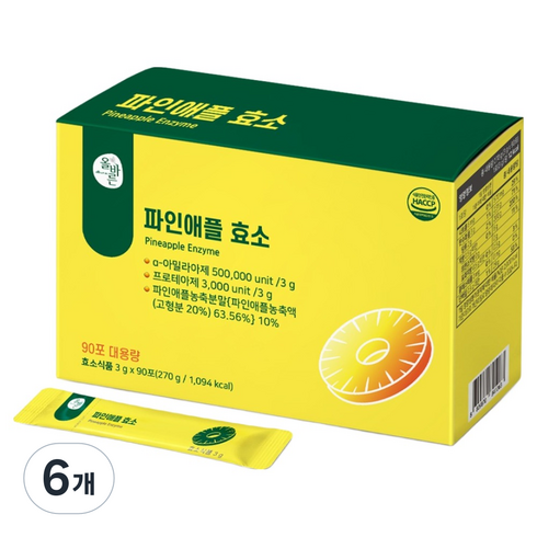 올바른건강식품 파인애플 효소 브로멜라인, 90회분, 6개