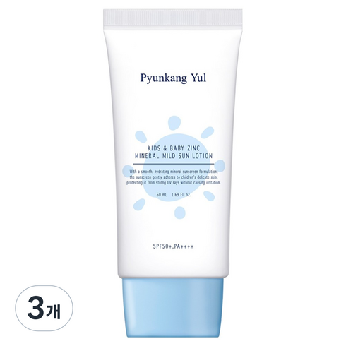 편강율 키즈 앤 베이비 징크 무기자차 마일드 선로션 SPF50+ PA++++, 3개, 50ml