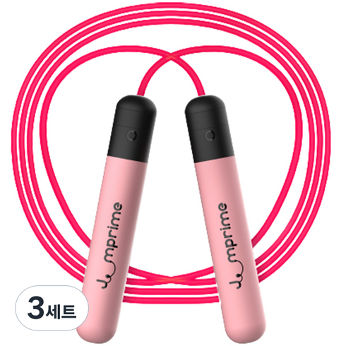 점프라임 프리미엄 7컬러 LED 야광 줄넘기 C타입 충전형+충전 케이블 세트, 핑크(줄넘기), 3세트