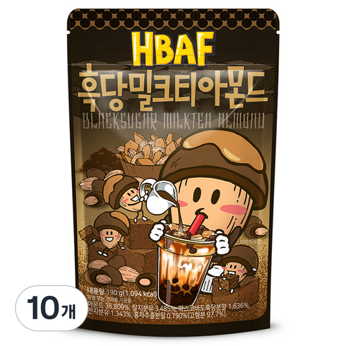 바프 흑당밀크티 아몬드, 190g, 10개