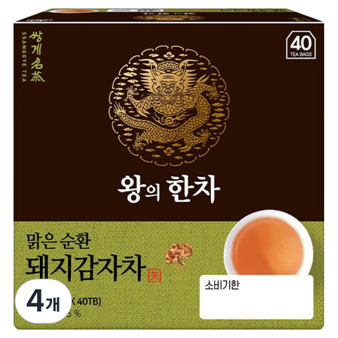 왕의한차 쌍계명차 맑은 순환 돼지감자차, 1.3g, 40개입, 4개