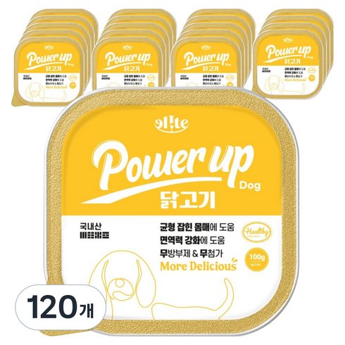 엘릿 강아지 파워업 주식 사각캔, 100g, 닭, 120개