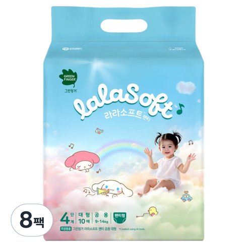 그린핑거 라라소프트 팬티형 기저귀 남여공용, 4단계, 80매