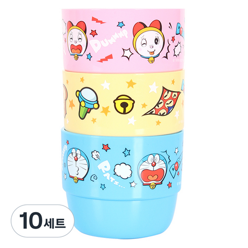 아이조움 아동용 도라에몽 칼라컵 250ml x 3종 세트, 혼합색상, 10세트