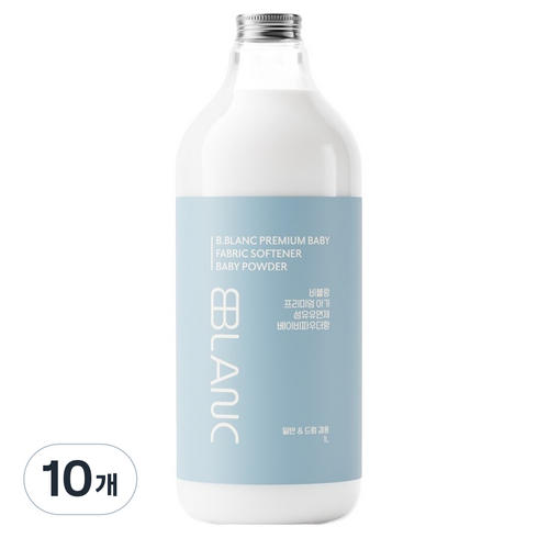비블랑 유아 섬유유연제 베이비파우더향, 1L, 10개