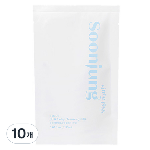 에뛰드 순정 약산성 6.5 휩 클렌저 리필, 150ml, 10개