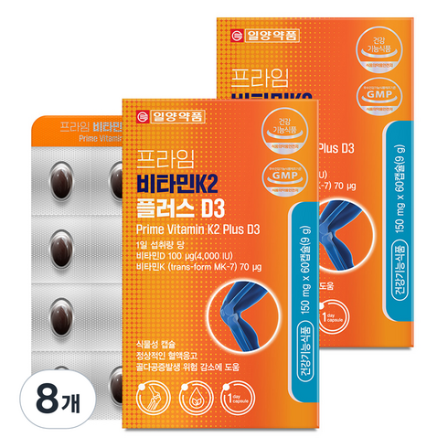 일양약품 프라임 비타민K2 플러스 D3 9g, 8개, 60정
