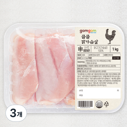 곰곰 닭가슴살 (냉장), 1kg, 3개