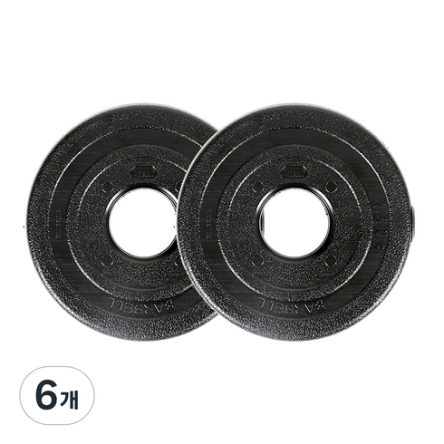 아리프 PVC 코팅 다이나믹 중량 바벨 원판 50mm용, 2.5kg, 6개, 블랙
