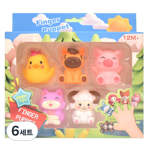 오즈토이 러버 손가락 인형 목욕놀이 SQ22002-4 가축B, 5개, 6세트