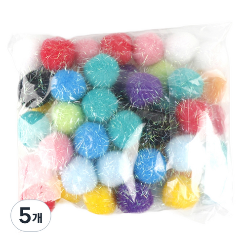 유니아트 반짝이 퐁퐁 40mm, 혼합색상, 5개