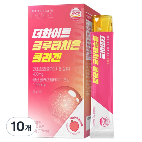 더존건강 배럴헬스 더화이트 글루타치온 콜라겐 젤리 스틱 복숭아맛 15p, 300g, 10개