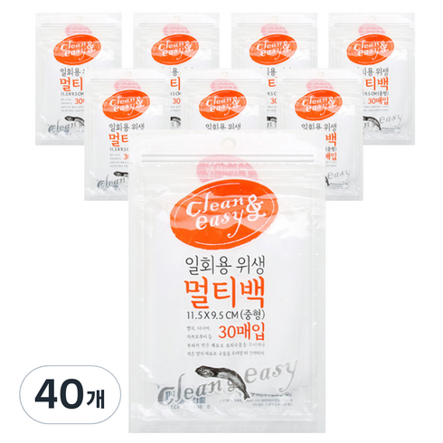 유하우스 일회용 위생 멀티백, 중(M), 30개입, 40개