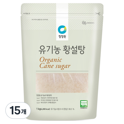 청정원 유기농 황설탕, 1kg, 15개