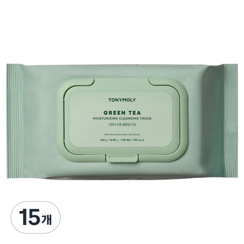 토니모리 그린티 수분 클렌징 티슈, 100매입, 456g, 15개
