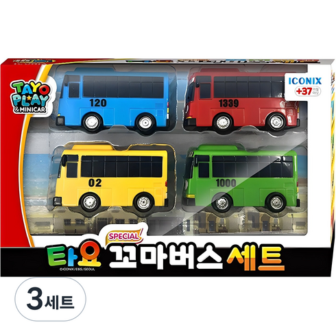 타요 스페셜 꼬마버스 작동완구 4종 세트, 혼합색상, 3세트