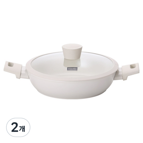 키친플라워 인덕션 쿠킨 올리오 세라믹 전골냄비, 아이보리, 2개, 24cm
