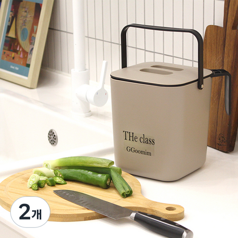 더클래스 꾸밈 분리형 음식물 쓰레기통, 애쉬그레이, 2개
