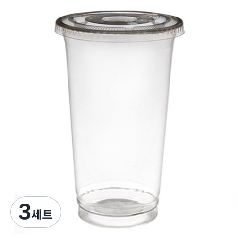 페트 아이스컵 630ml x 100p + 평뚜껑 100p 세트, 3세트