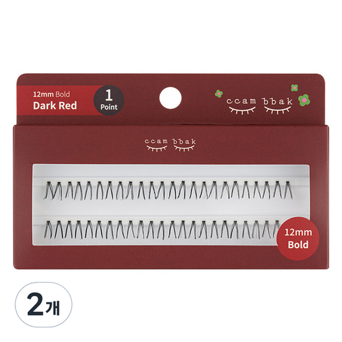 깜빡 인조 가닥속눈썹 12mm 볼드 1기둥, DarkRed, 2개