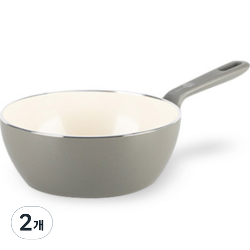 그린팬 인덕션 멤피스 세라믹코팅 편수 쉐프냄비 쿼츠 그레이, 20cm, 2개