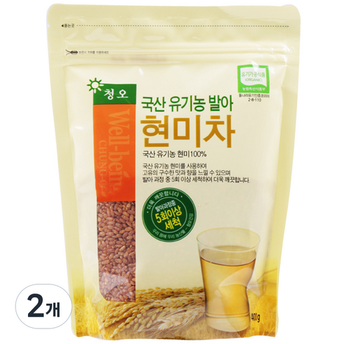 청오건강 유기농 발아 현미차 알곡, 400g, 1개입, 2개