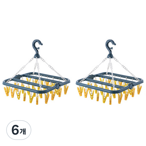 생각나래 빨래 집게 32p 건조대, 옐로우, 6개