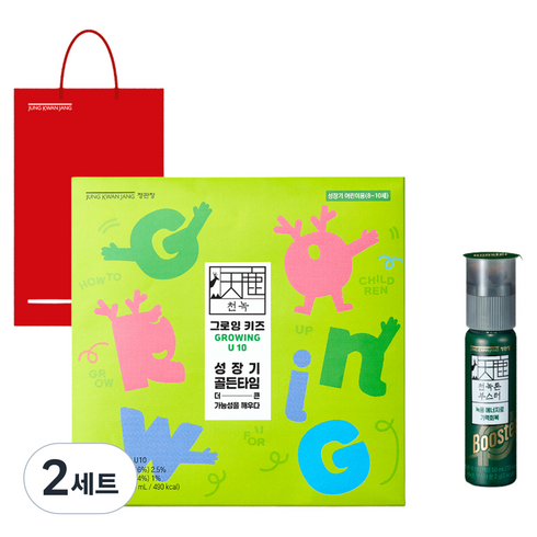 천녹 아동용 그로잉 키즈 U10 40ml x 14p + 천녹톤 부스터 50ml 세트 + 쇼핑백, 2세트