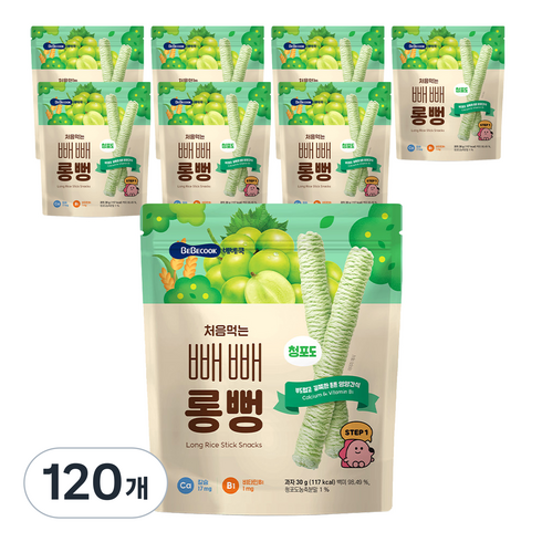 베베쿡 처음먹는 빼빼롱뻥, 청포도, 30g, 120개